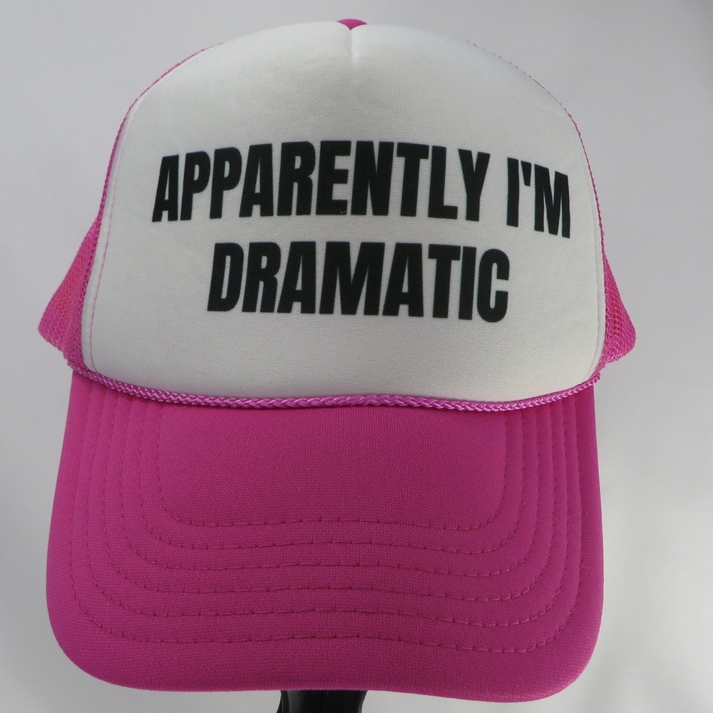 Apparently I'm Dramatic Trucker Hat Pink White OTTO Snapback Rope Cap